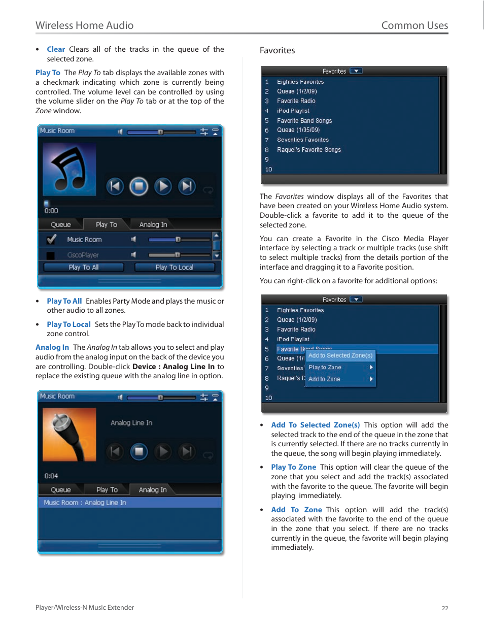 Common uses, Wireless home audio | Linksys Player / Wireless-N Music Extender DMP100 User Manual | Page 29 / 60