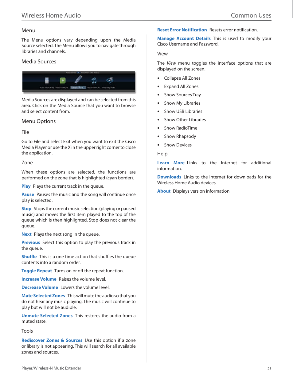 Common uses, Wireless home audio | Linksys Player / Wireless-N Music Extender DMP100 User Manual | Page 30 / 60