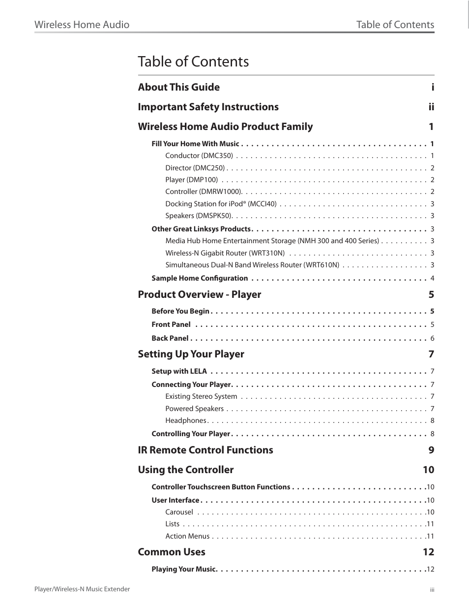 Linksys Player / Wireless-N Music Extender DMP100 User Manual | Page 4 / 60