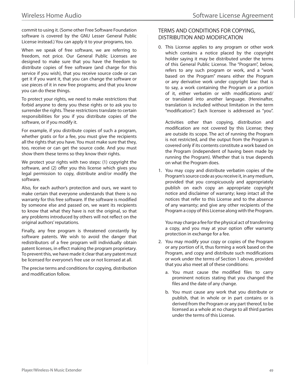 Software license agreement, Wireless home audio | Linksys Player / Wireless-N Music Extender DMP100 User Manual | Page 56 / 60