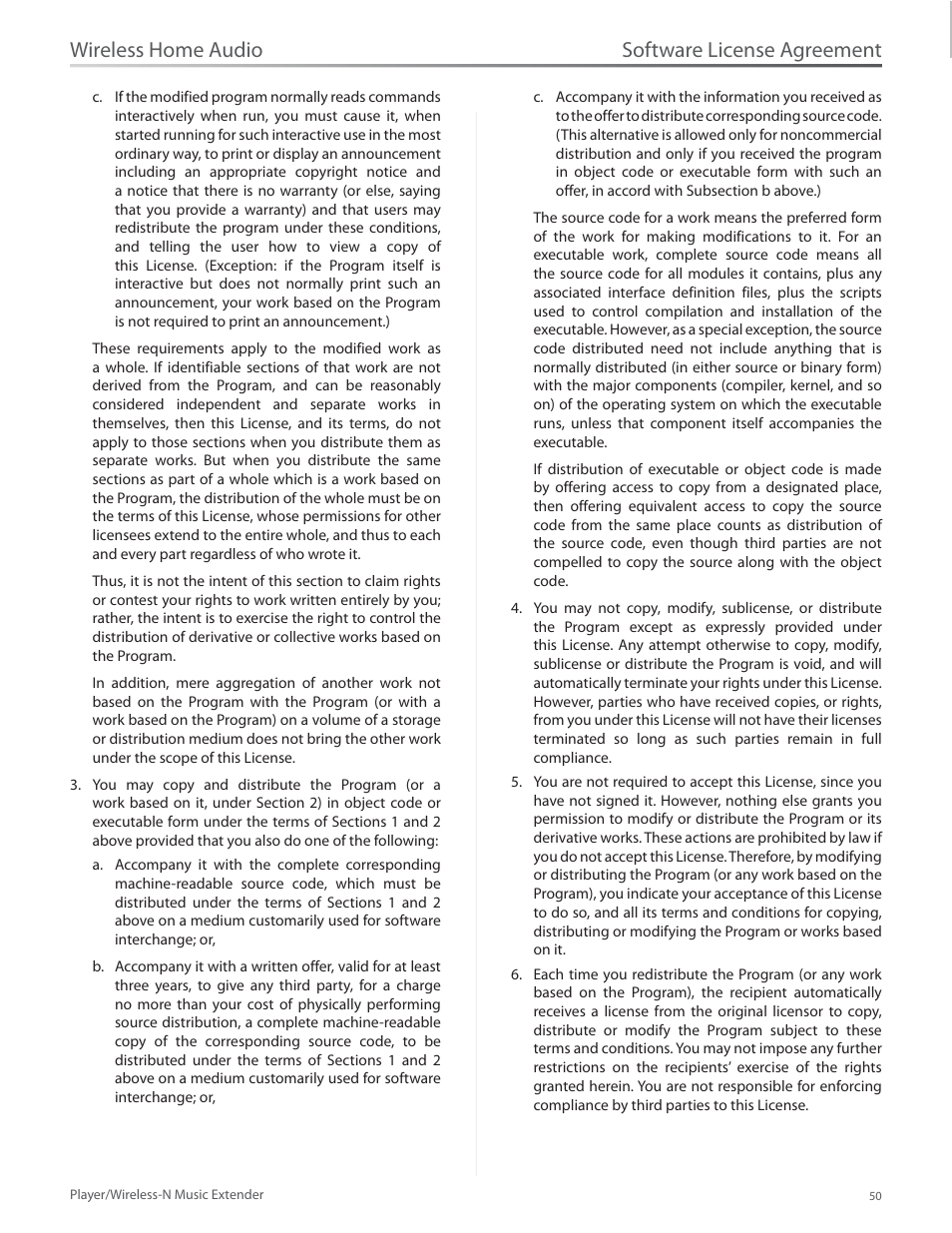 Software license agreement, Wireless home audio | Linksys Player / Wireless-N Music Extender DMP100 User Manual | Page 57 / 60