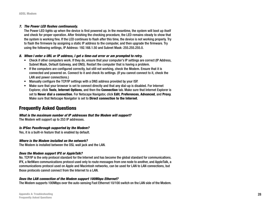 Frequently asked questions | Linksys AM200 User Manual | Page 33 / 50