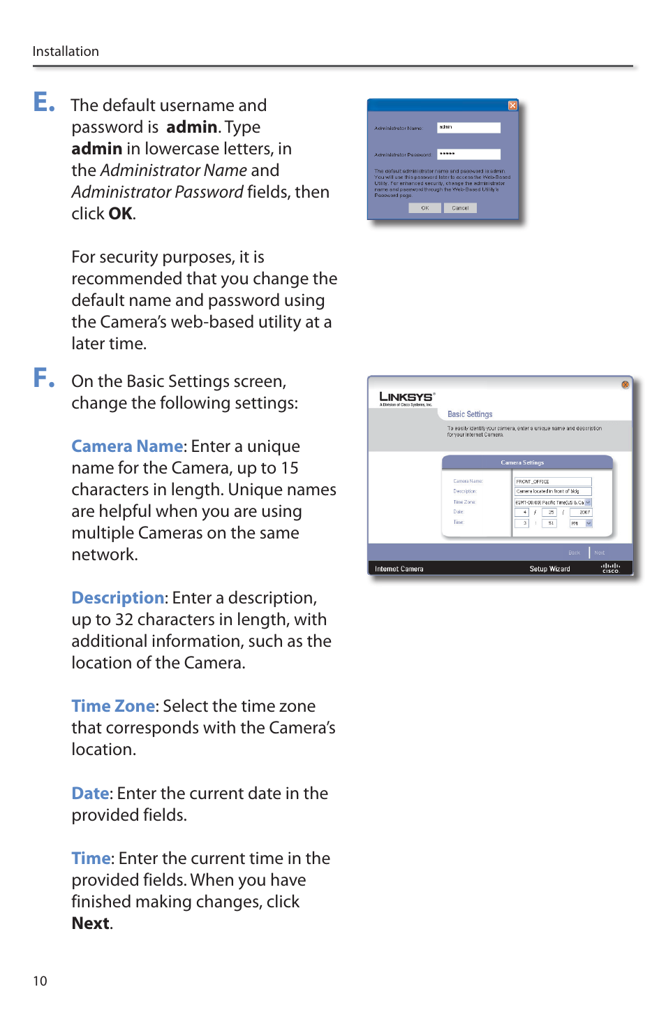 E. f | Linksys PVC2300 User Manual | Page 10 / 16
