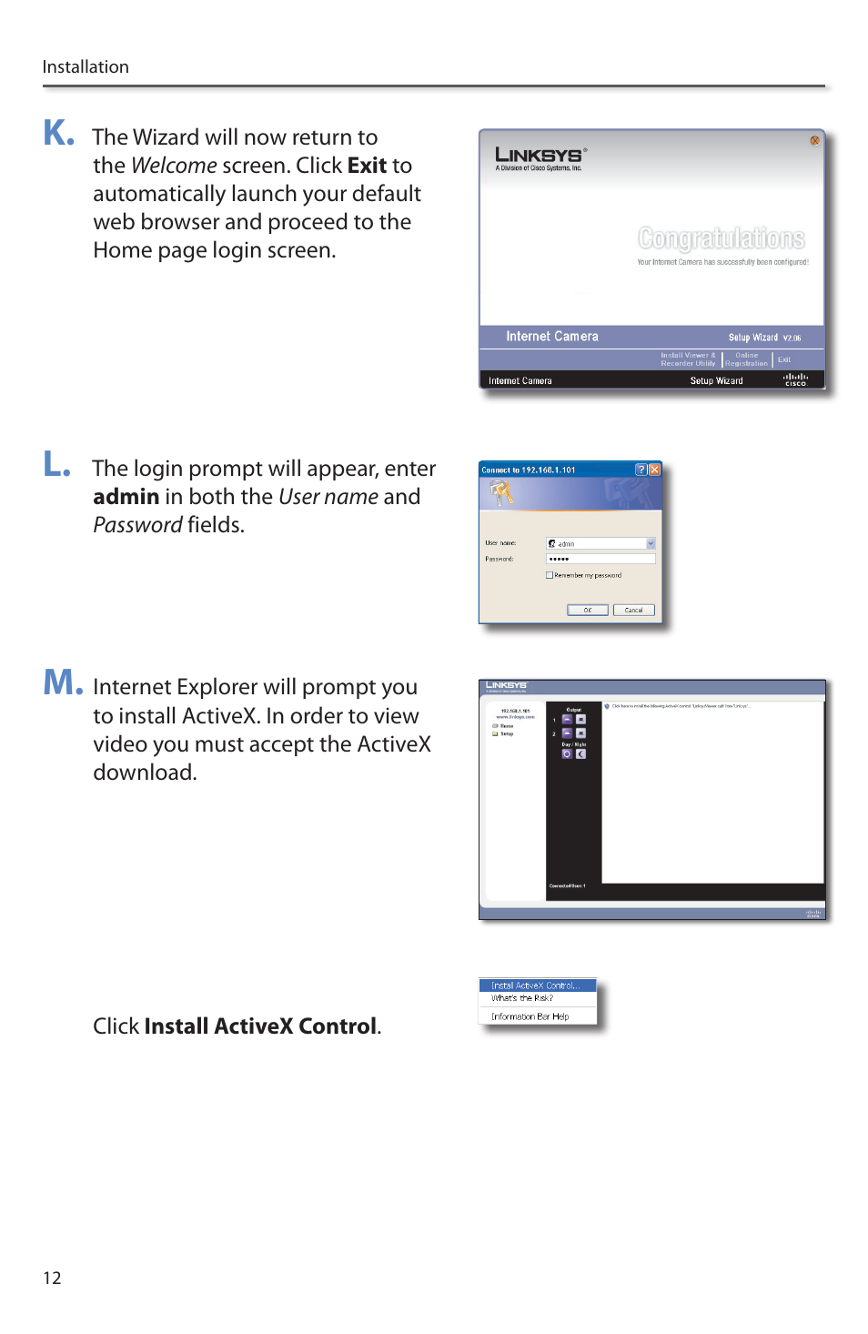 K. l. m | Linksys PVC2300 User Manual | Page 12 / 16