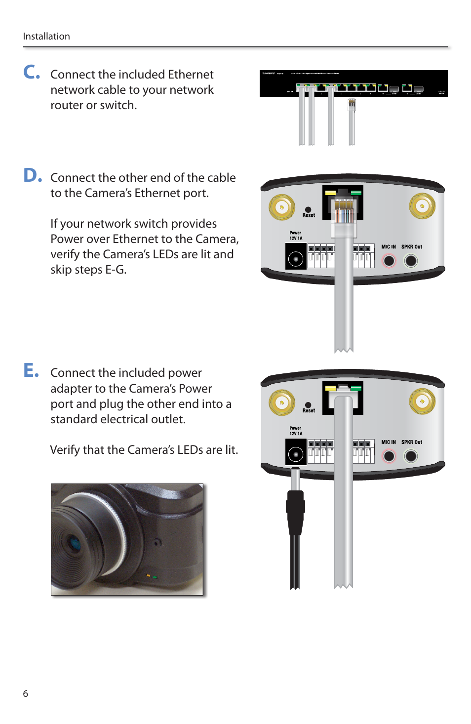 C. d. e, 6installation | Linksys PVC2300 User Manual | Page 6 / 16