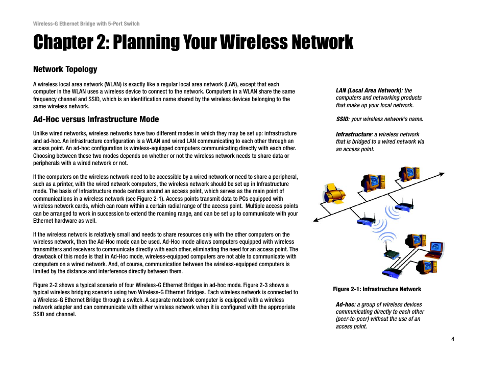 Chapter 2: planning your wireless network | Linksys WET54GS5 User Manual | Page 10 / 69
