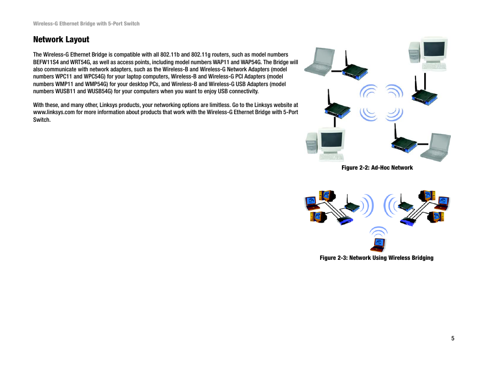 Network layout | Linksys WET54GS5 User Manual | Page 11 / 69