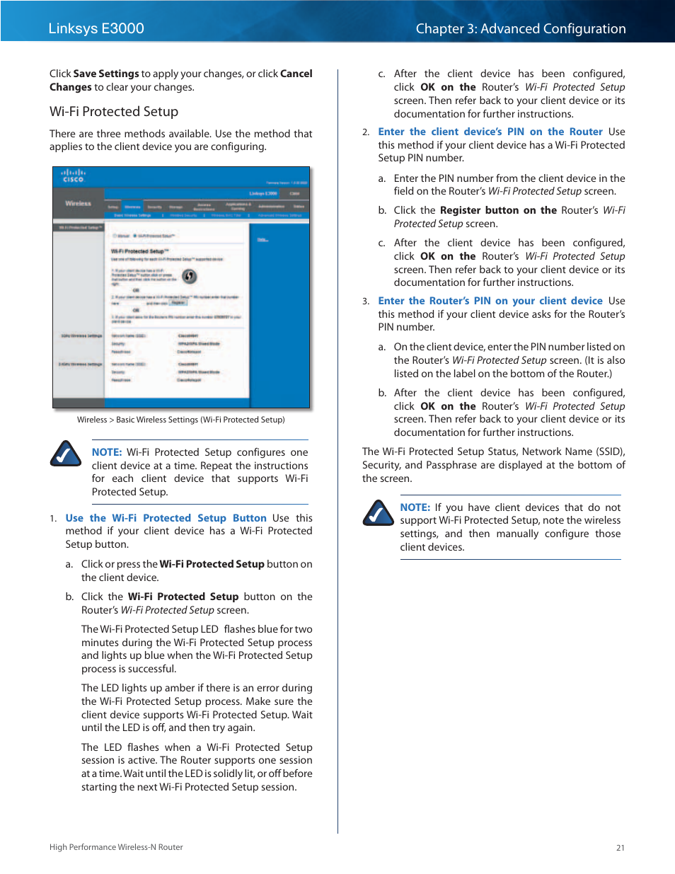 Wi-fi protected setup | Linksys E3000 User Manual | Page 24 / 80
