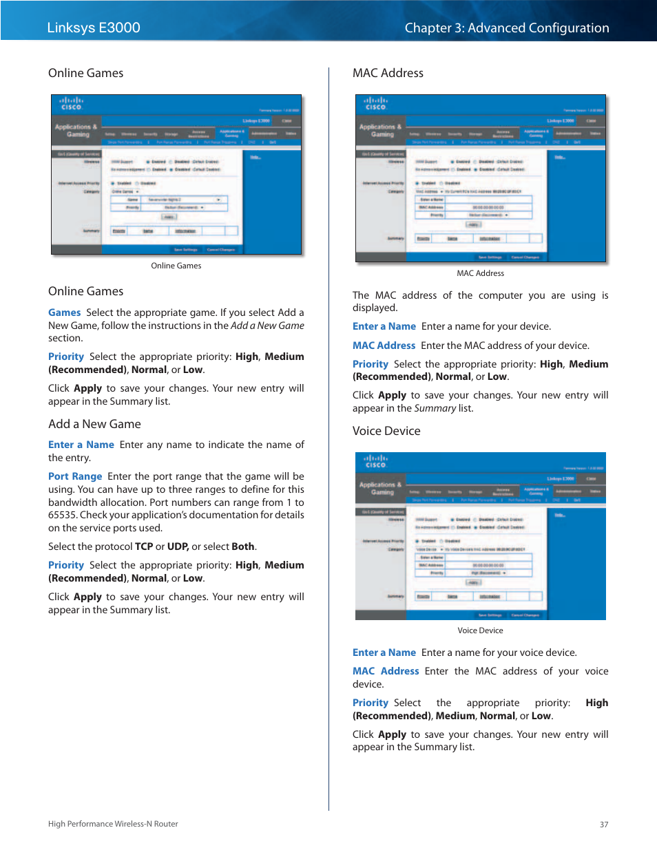 Linksys E3000 User Manual | Page 40 / 80