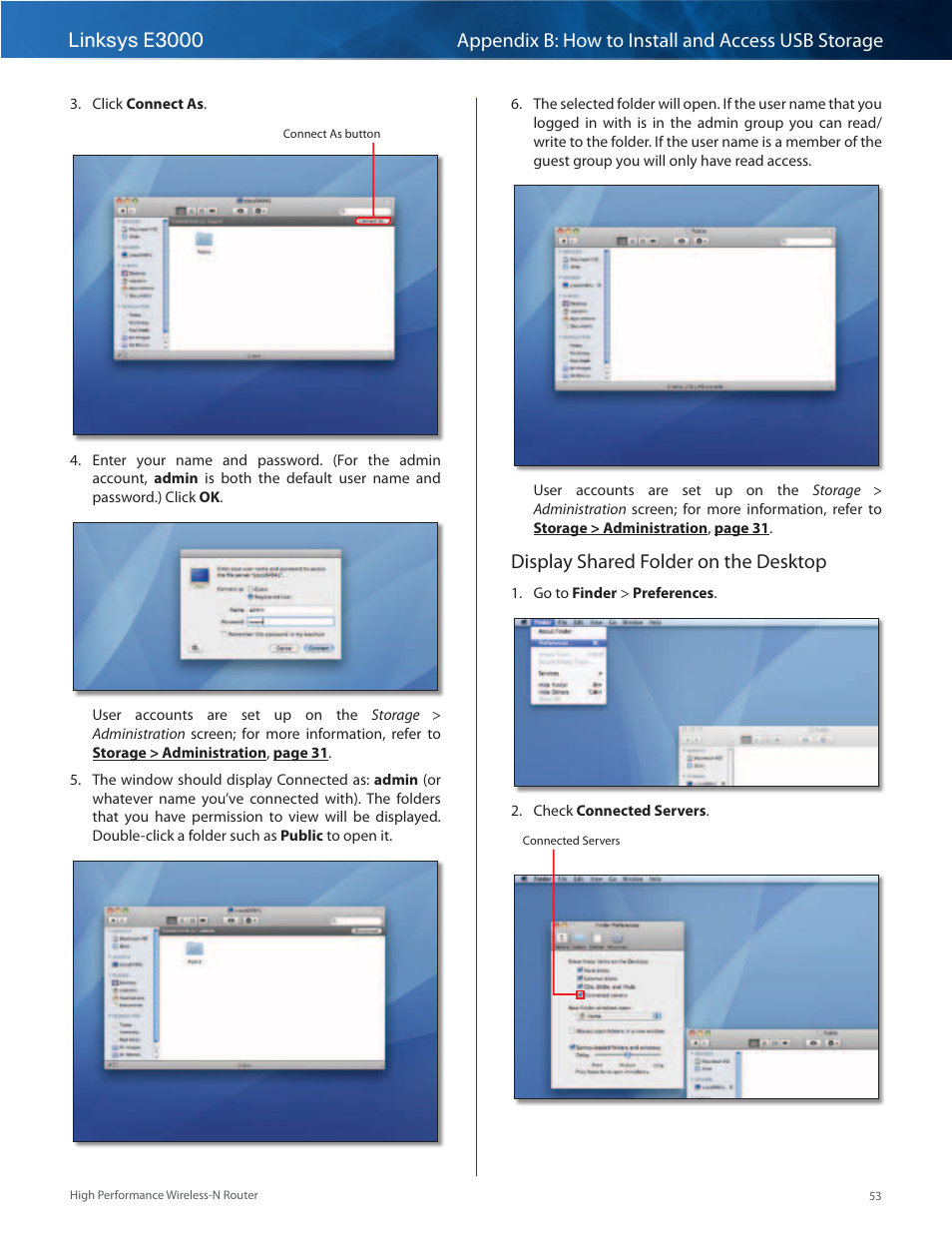 Display shared folder on the desktop | Linksys E3000 User Manual | Page 56 / 80