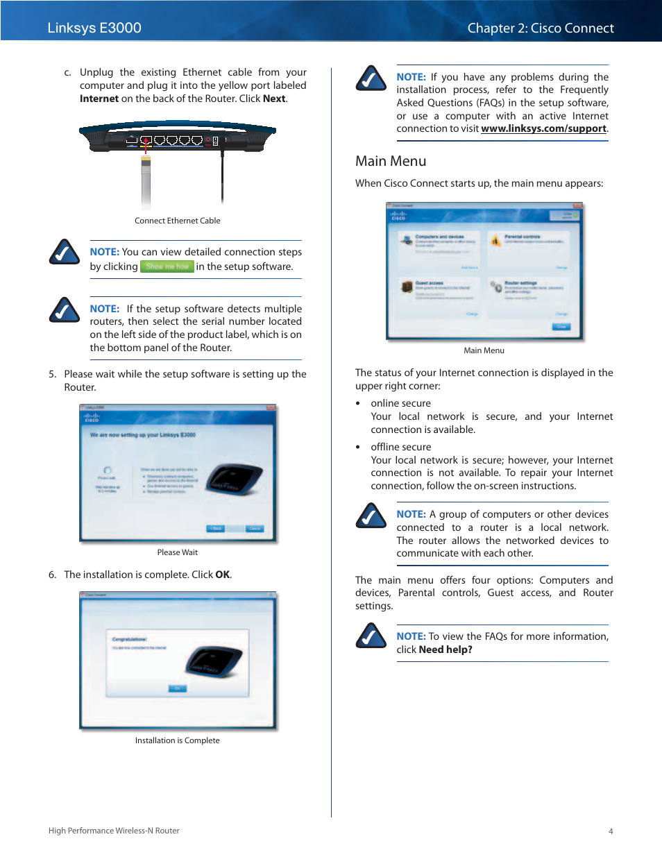 Main menu | Linksys E3000 User Manual | Page 7 / 80