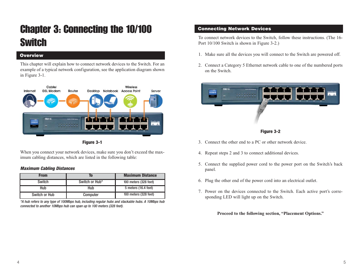 Chapter 3: connecting the 10/100 switch | Linksys SR216 User Manual | Page 5 / 9