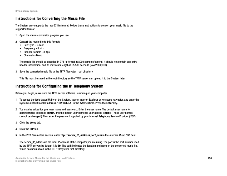 Instructions for converting the music file | Linksys SPA9000 User Manual | Page 107 / 128