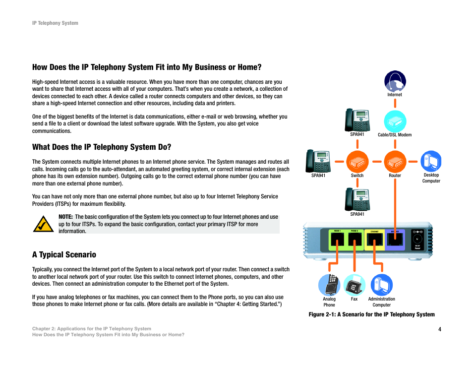 What does the ip telephony system do, A typical scenario | Linksys SPA9000 User Manual | Page 11 / 128