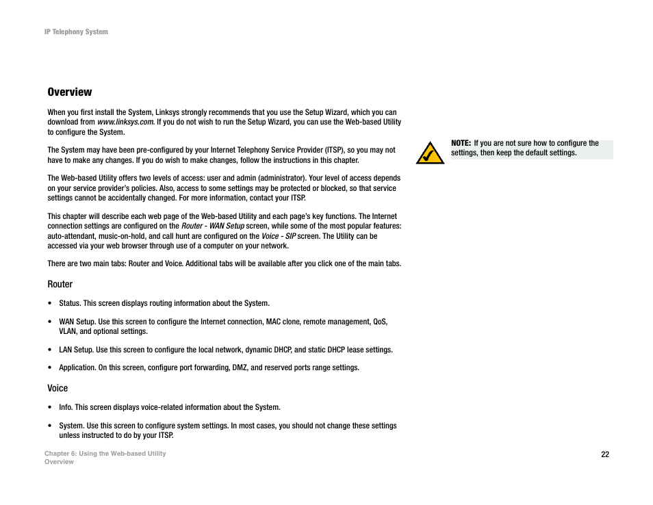 Chapter 6: using the web-based utility, Overview | Linksys SPA9000 User Manual | Page 29 / 128
