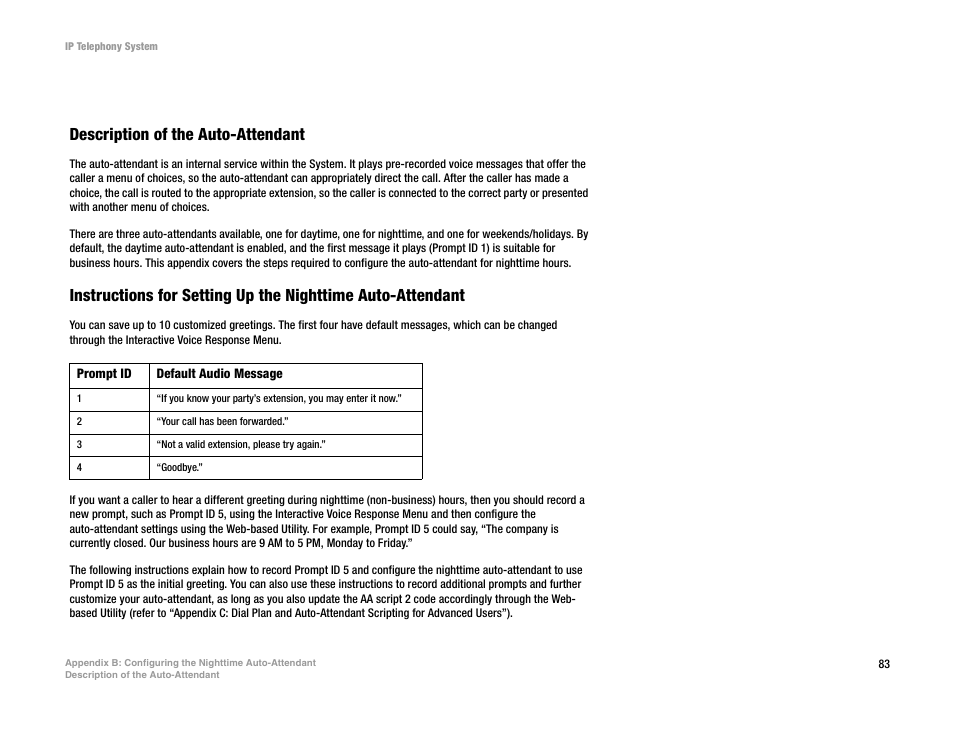 Description of the auto-attendant | Linksys SPA9000 User Manual | Page 90 / 128