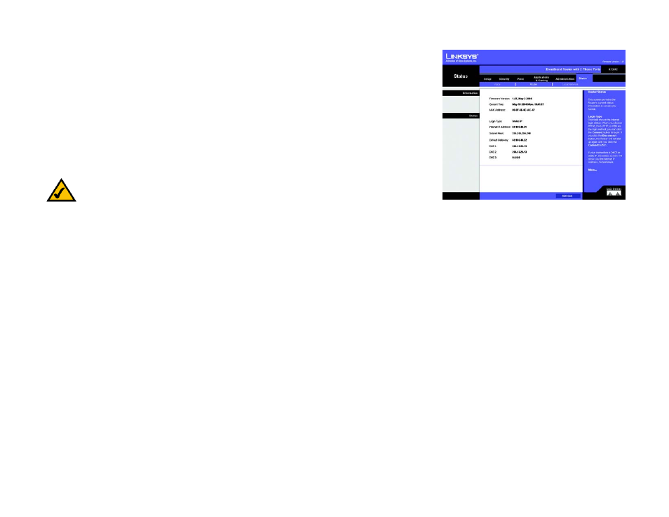 The status tab - router | Linksys RT31P2 User Manual | Page 45 / 73