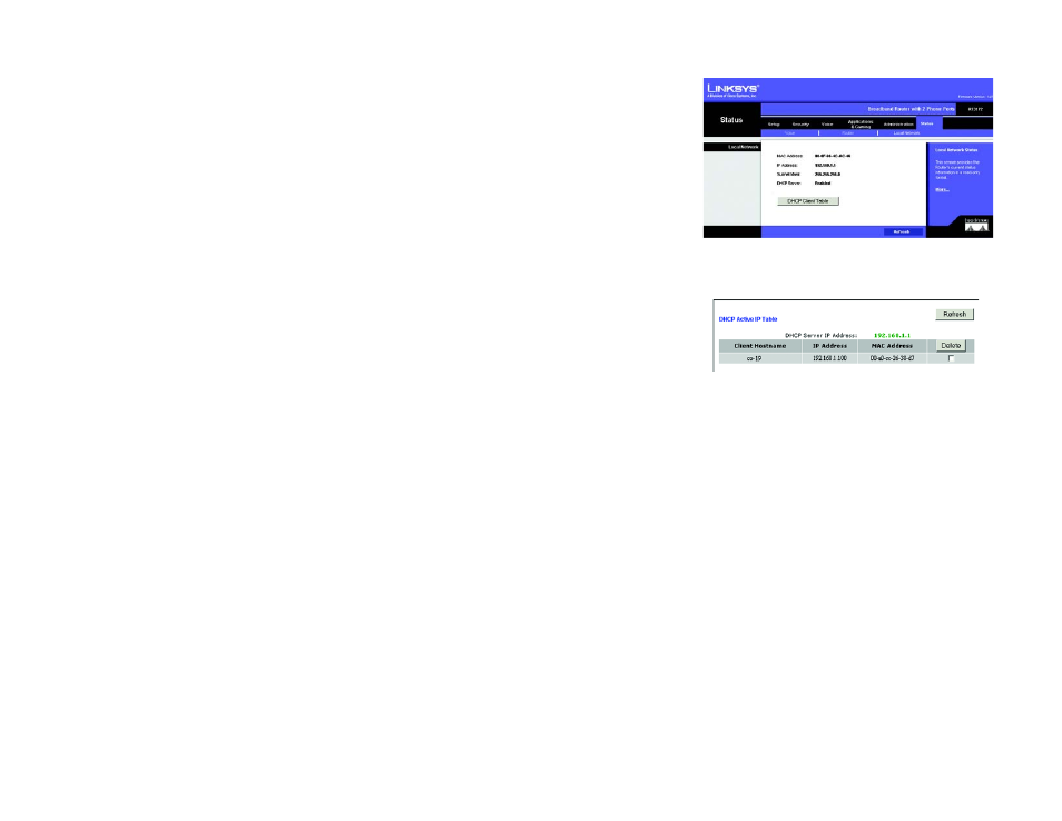The status tab - local network | Linksys RT31P2 User Manual | Page 46 / 73