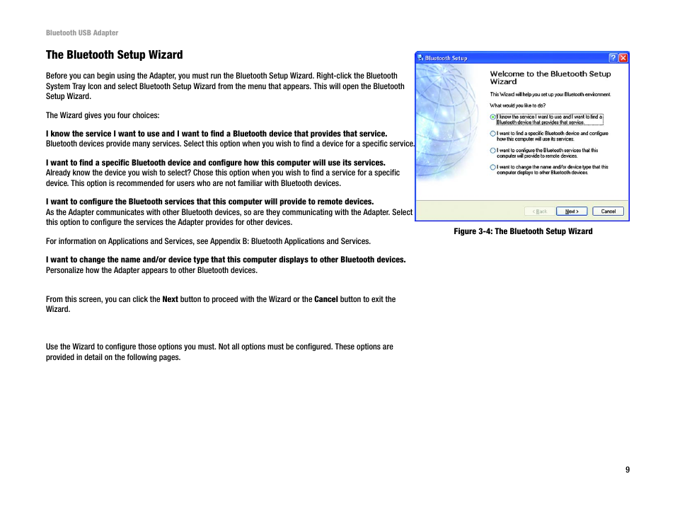 The bluetooth setup wizard | Linksys USBBT100 User Manual | Page 13 / 33