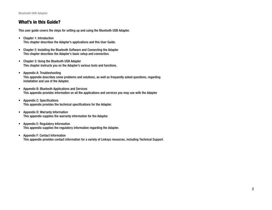 What’s in this guide | Linksys USBBT100 User Manual | Page 6 / 33
