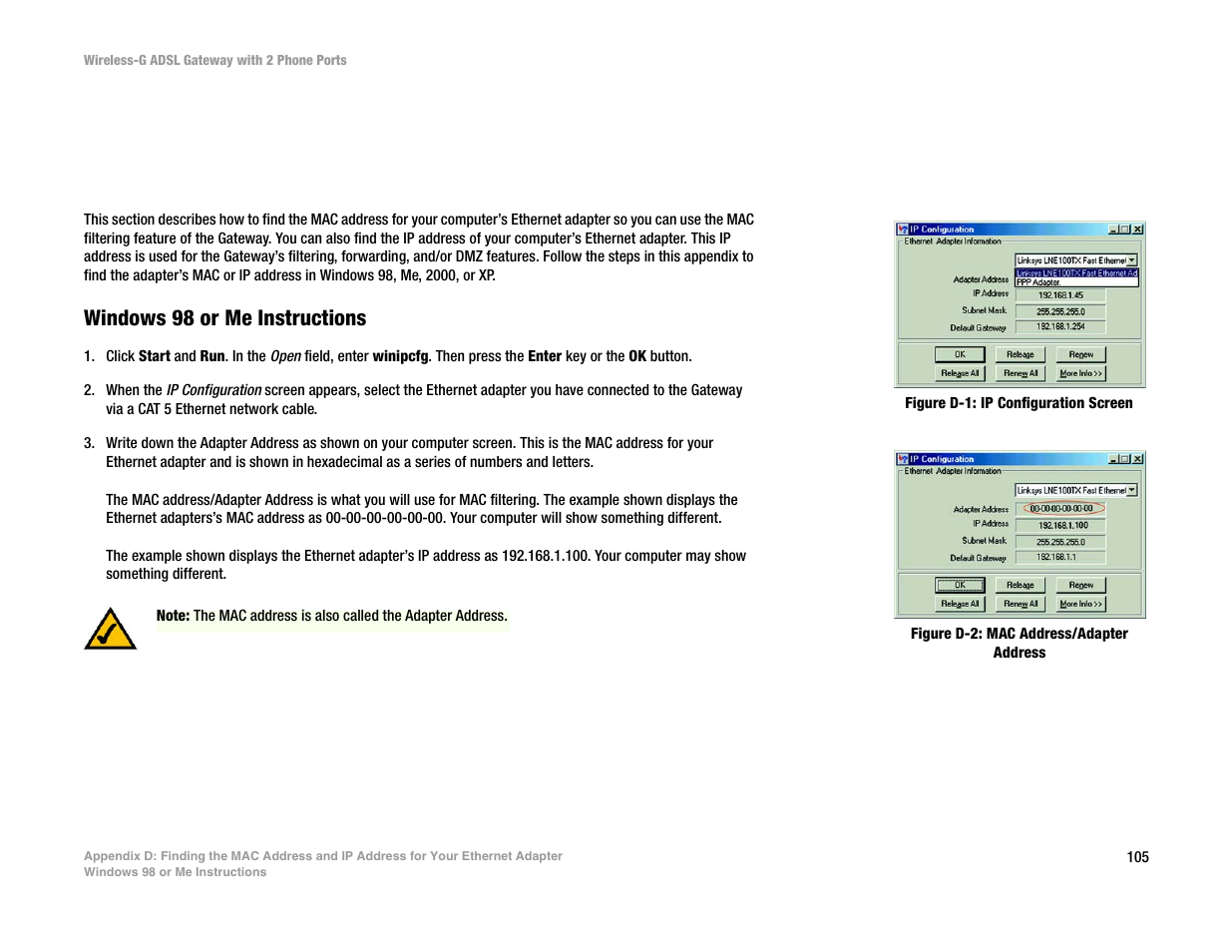 Linksys 2.4 GHz 802.11g Wireless-G ADSL Gateway with 2 Ports WAG54GP2 User Manual | Page 113 / 137