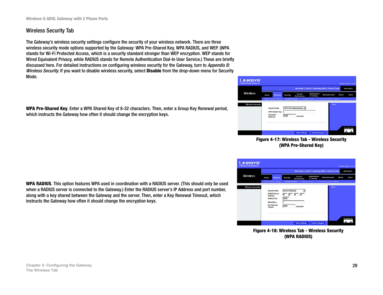 Linksys 2.4 GHz 802.11g Wireless-G ADSL Gateway with 2 Ports WAG54GP2 User Manual | Page 38 / 137
