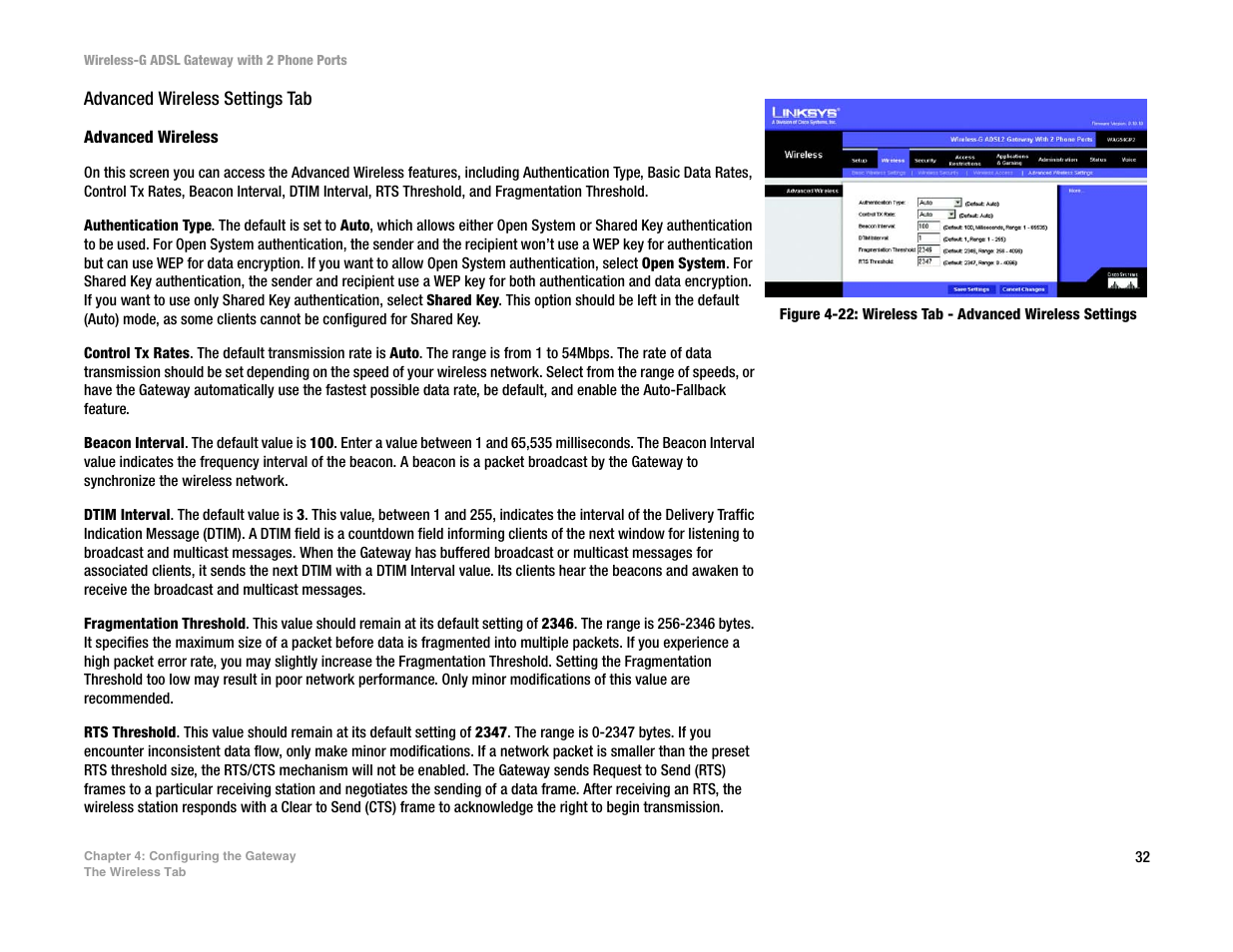 Linksys 2.4 GHz 802.11g Wireless-G ADSL Gateway with 2 Ports WAG54GP2 User Manual | Page 41 / 137