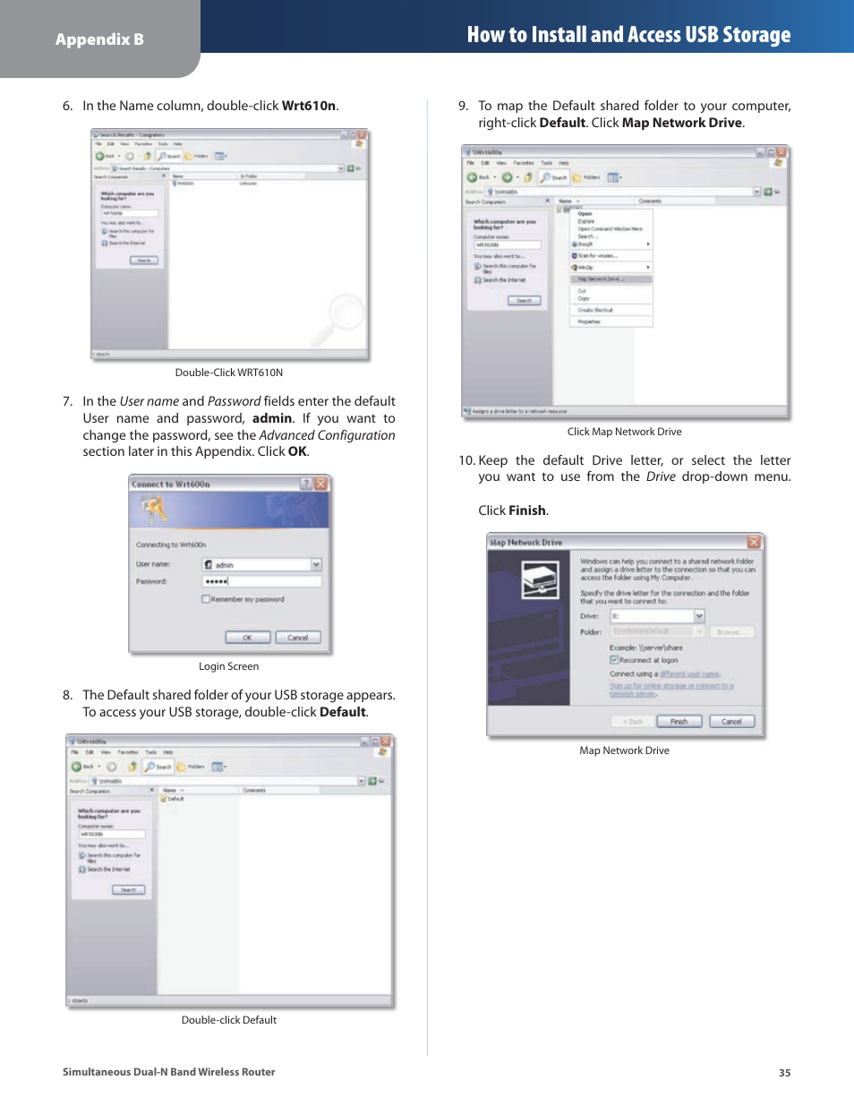 How to install and access usb storage | Linksys CISCO WRT610N User Manual | Page 37 / 58