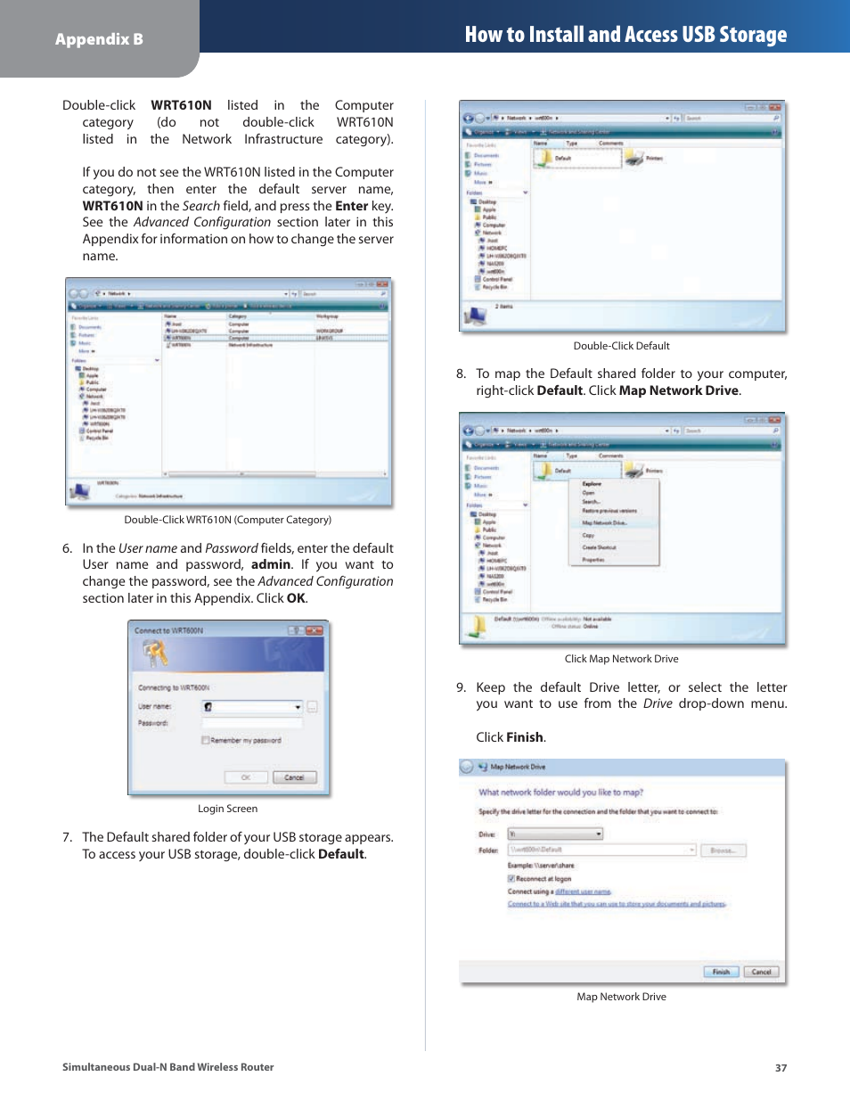 How to install and access usb storage | Linksys CISCO WRT610N User Manual | Page 39 / 58