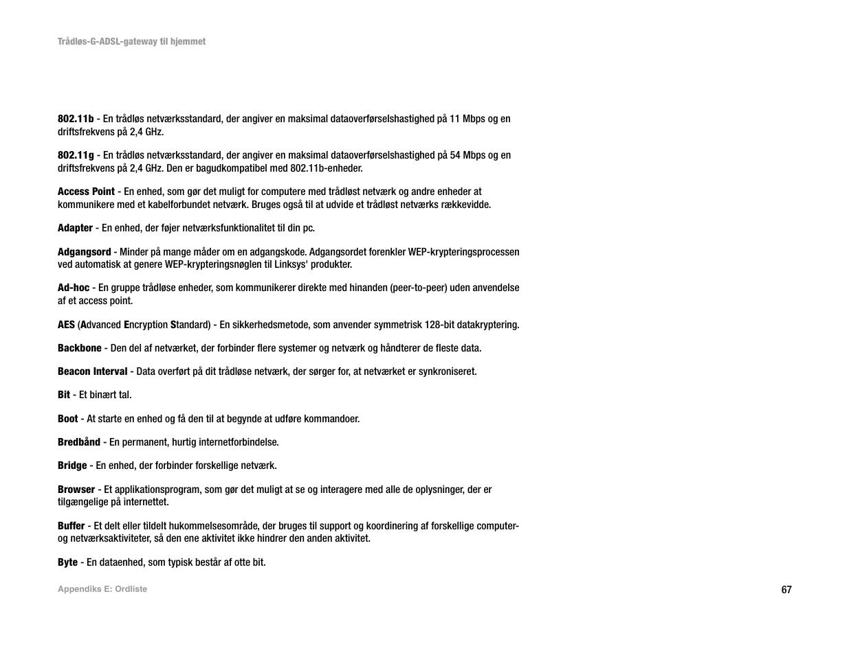 Appendiks e: ordliste | Linksys UWAG200G User Manual | Page 167 / 867