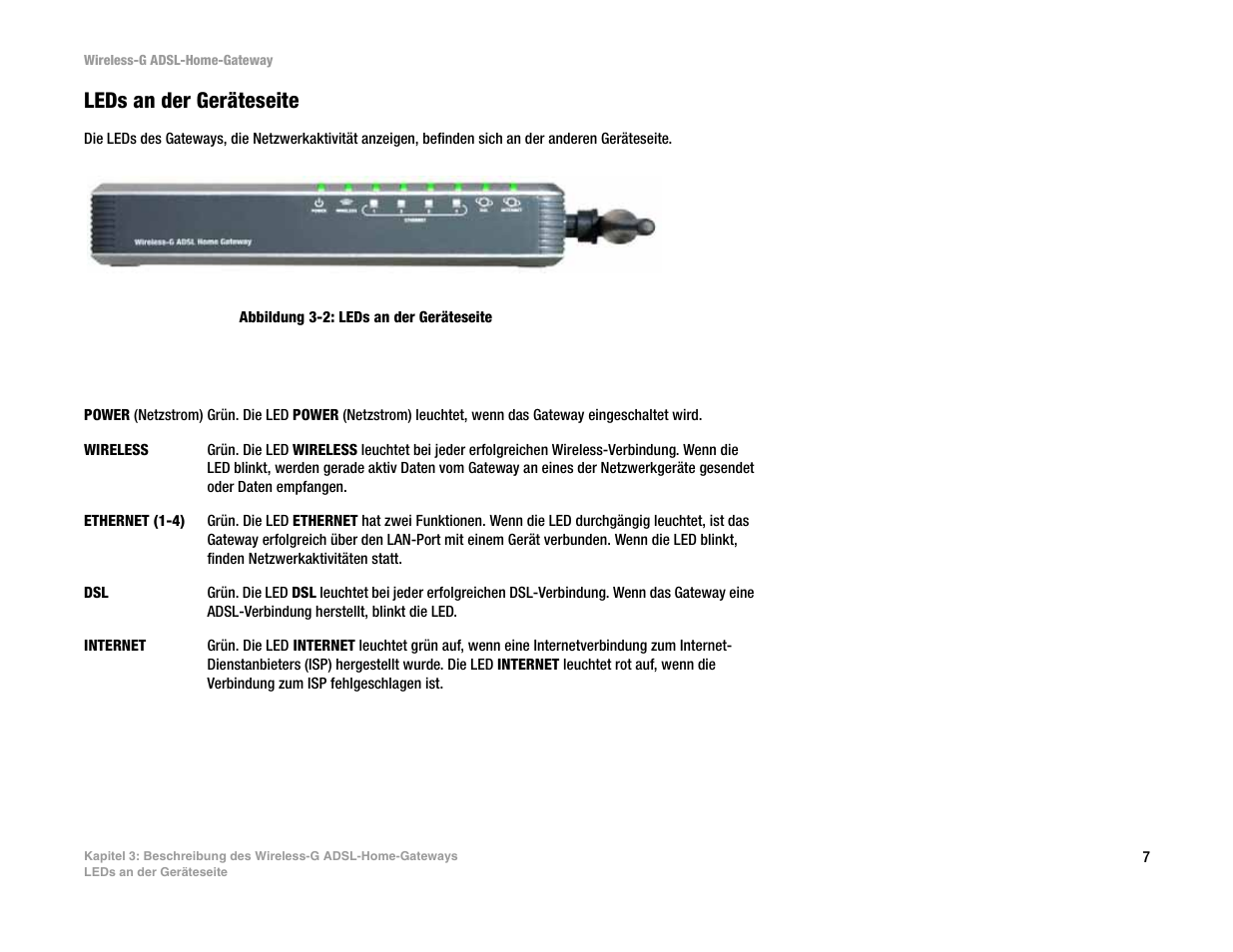 Leds an der geräteseite | Linksys UWAG200G User Manual | Page 202 / 867