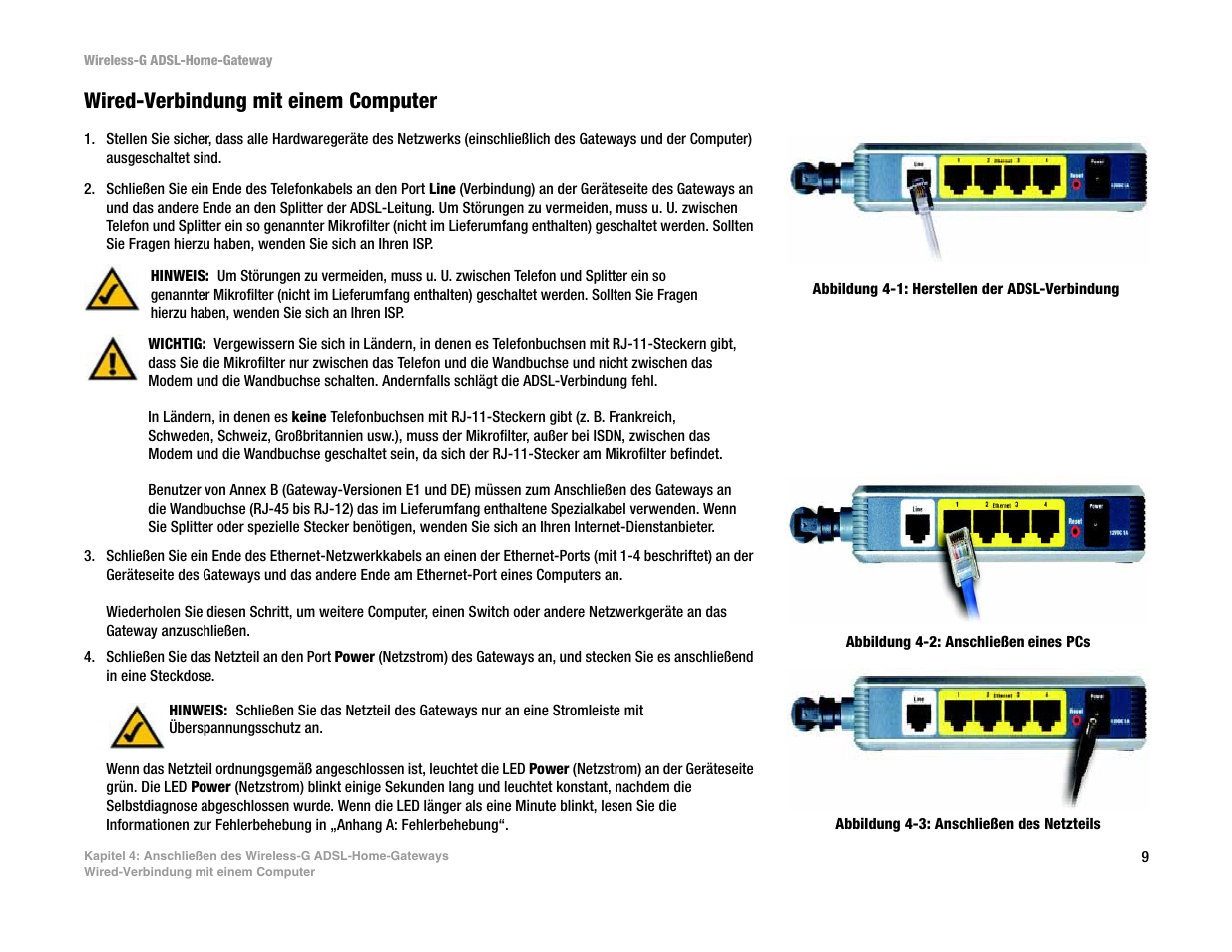 Wired-verbindung mit einem computer | Linksys UWAG200G User Manual | Page 204 / 867