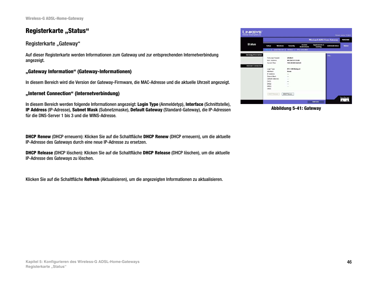 Registerkarte „status | Linksys UWAG200G User Manual | Page 241 / 867