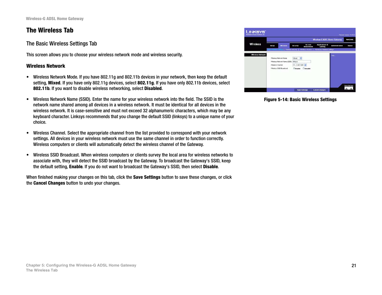 The wireless tab | Linksys UWAG200G User Manual | Page 27 / 867