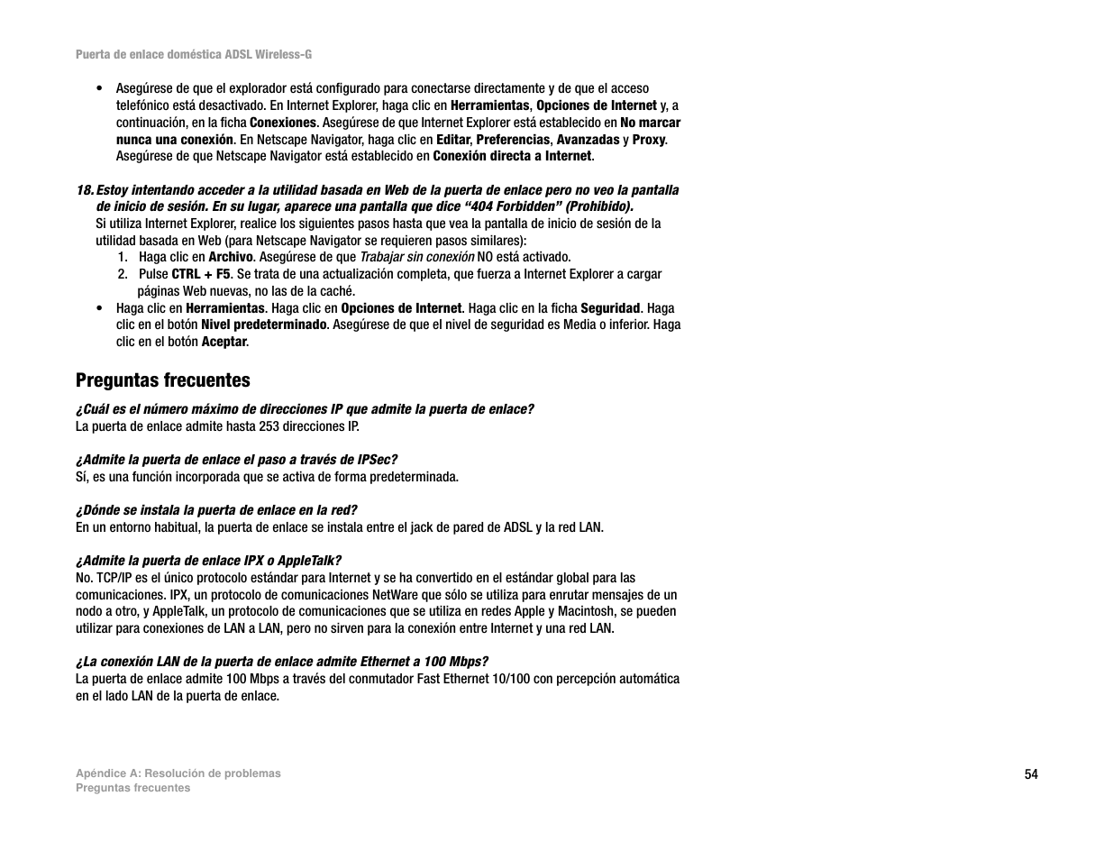 Preguntas frecuentes | Linksys UWAG200G User Manual | Page 353 / 867