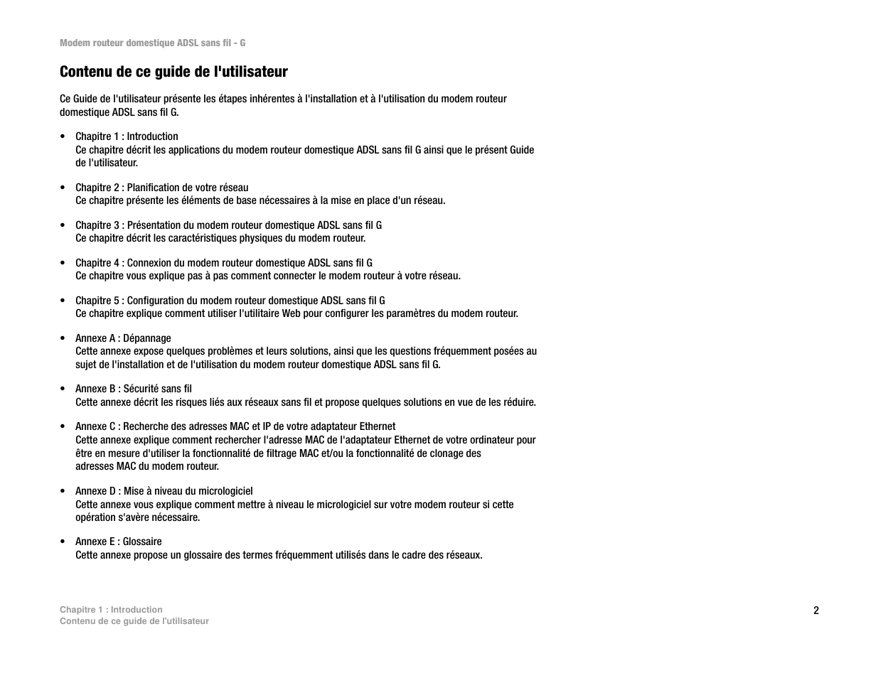 Contenu de ce guide de l'utilisateur | Linksys UWAG200G User Manual | Page 396 / 867
