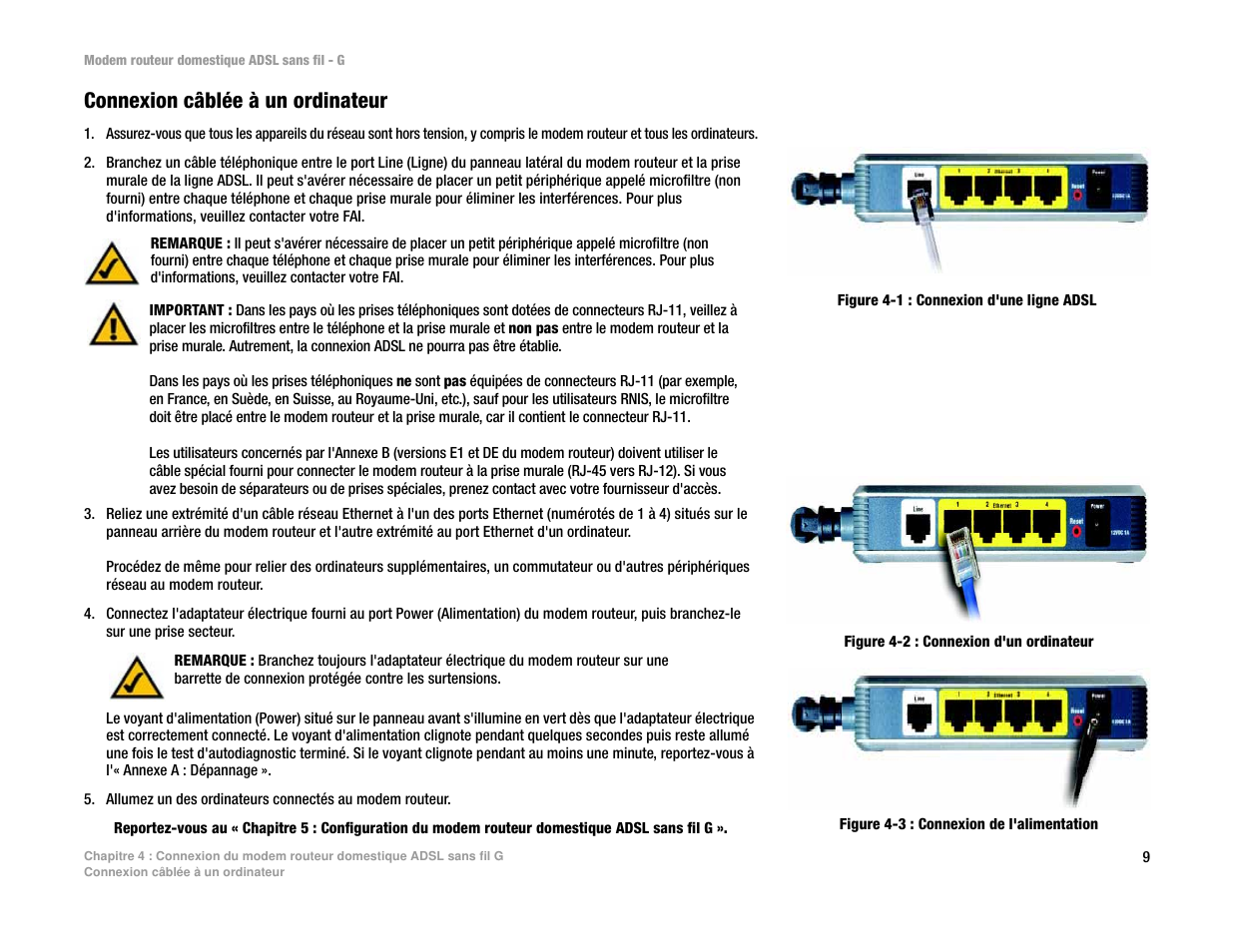 Connexion câblée à un ordinateur | Linksys UWAG200G User Manual | Page 403 / 867