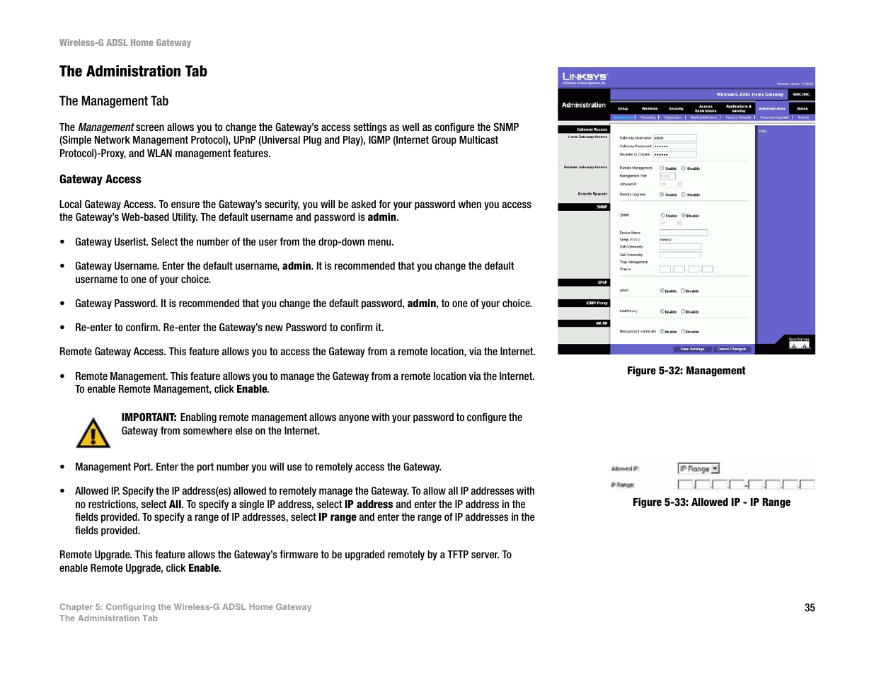 The administration tab | Linksys UWAG200G User Manual | Page 41 / 867