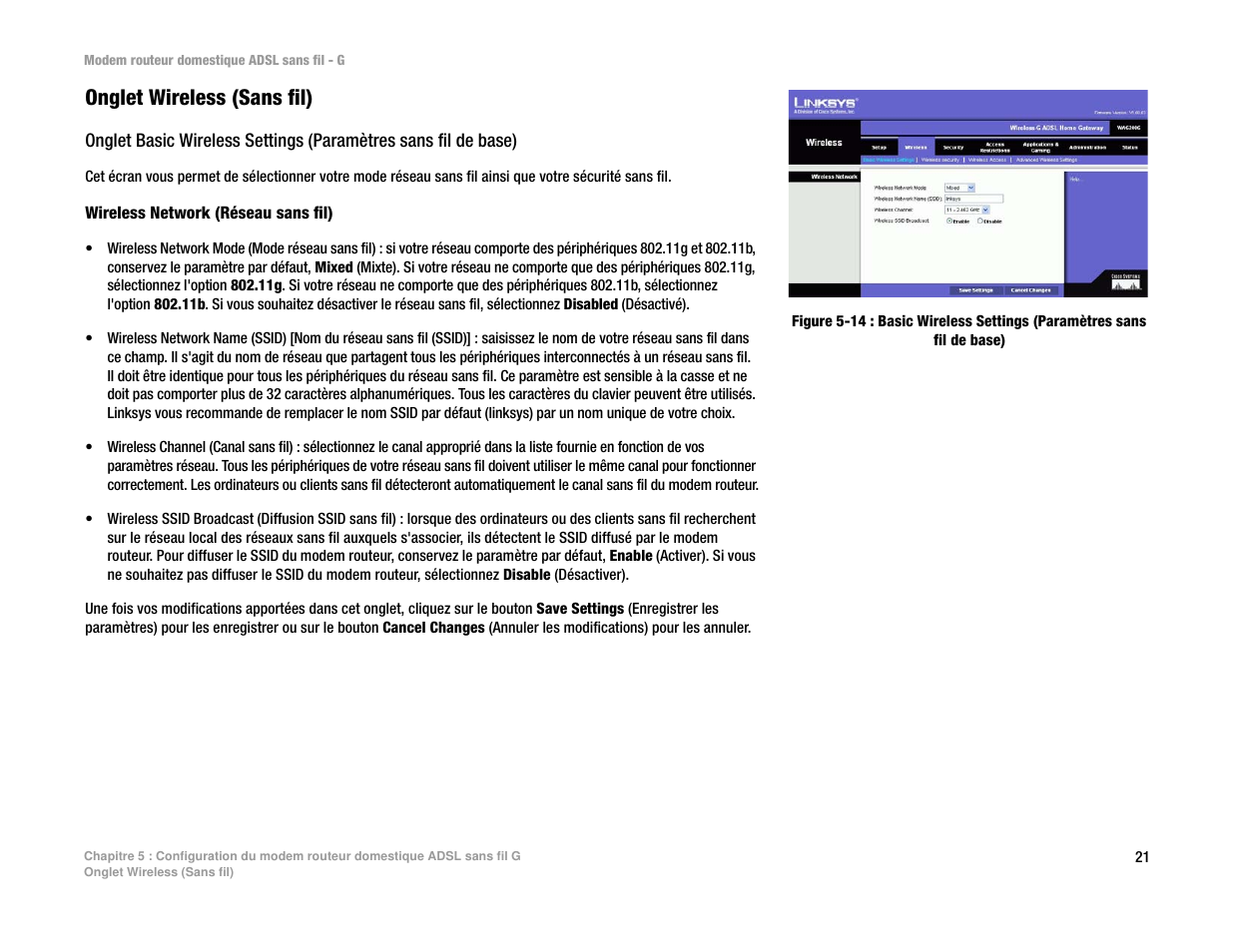 Onglet wireless (sans fil) | Linksys UWAG200G User Manual | Page 415 / 867