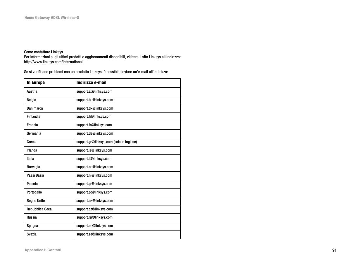 Appendice i: contatti, Appendice i: c ontatti | Linksys UWAG200G User Manual | Page 580 / 867