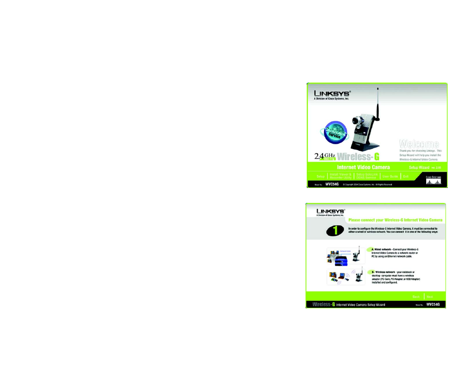 Setup wizard | Linksys WVC54G User Manual | Page 18 / 87