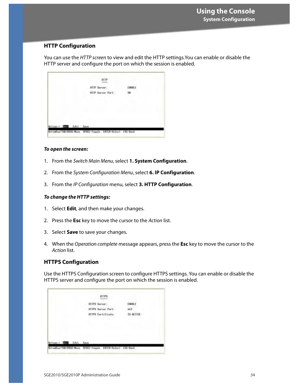 Using the console | Linksys Ethernet SGE2010 User Manual | Page 37 / 66