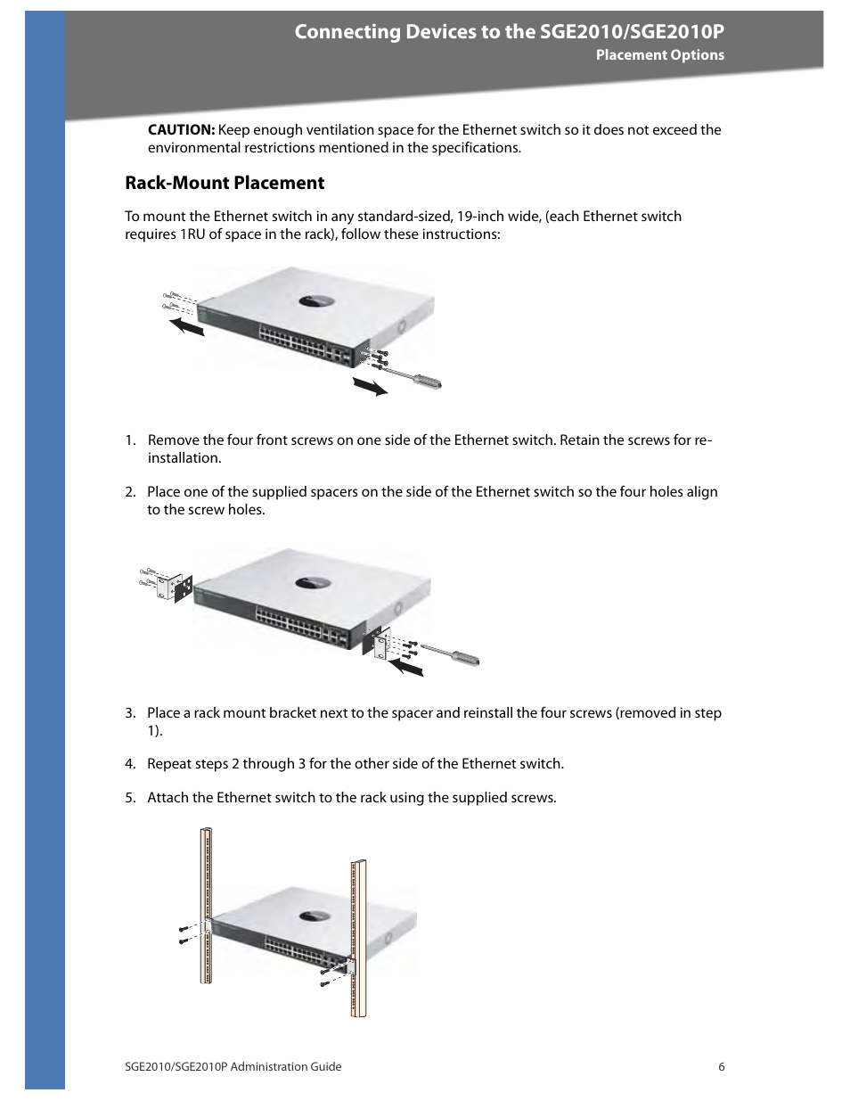 Rack-mount placement | Linksys Ethernet SGE2010 User Manual | Page 9 / 66