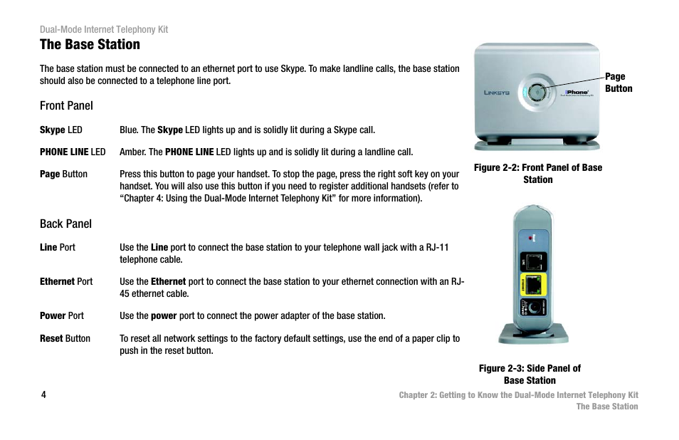 The base station | Linksys iPhone CIT400 User Manual | Page 12 / 106