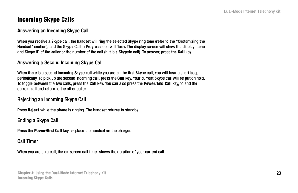 Incoming skype calls | Linksys iPhone CIT400 User Manual | Page 31 / 106