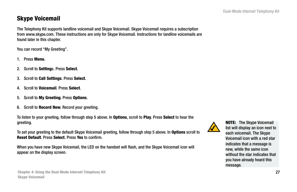 Skype voicemail | Linksys iPhone CIT400 User Manual | Page 35 / 106