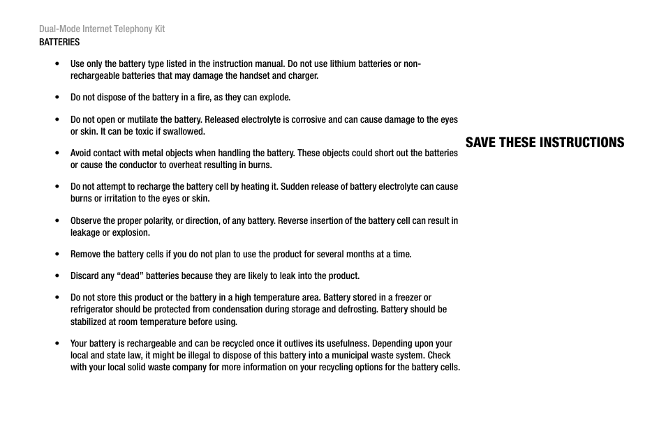 Save these instructions | Linksys iPhone CIT400 User Manual | Page 6 / 106