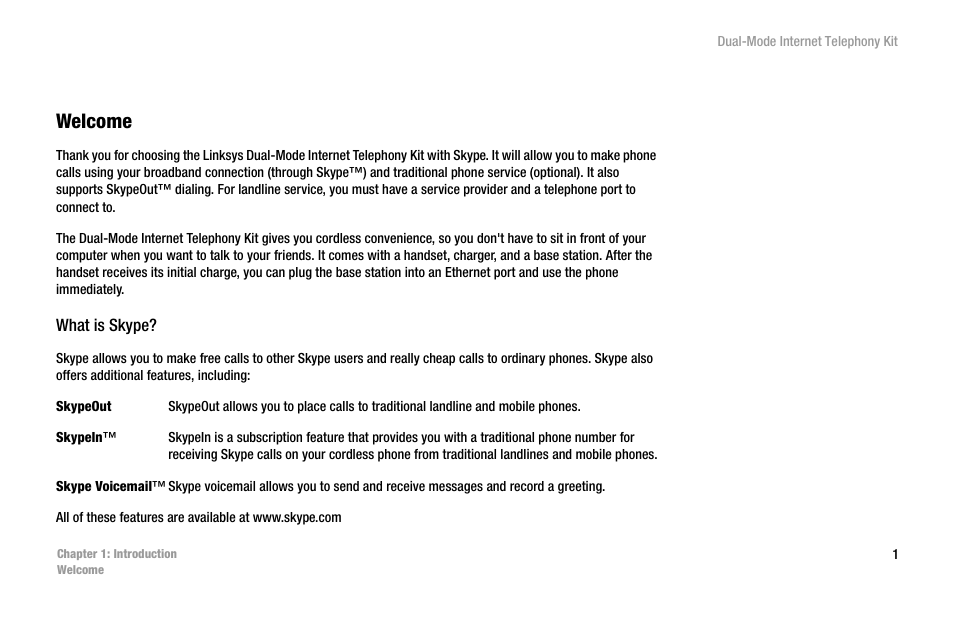 Chapter 1: introduction, Welcome | Linksys iPhone CIT400 User Manual | Page 9 / 106