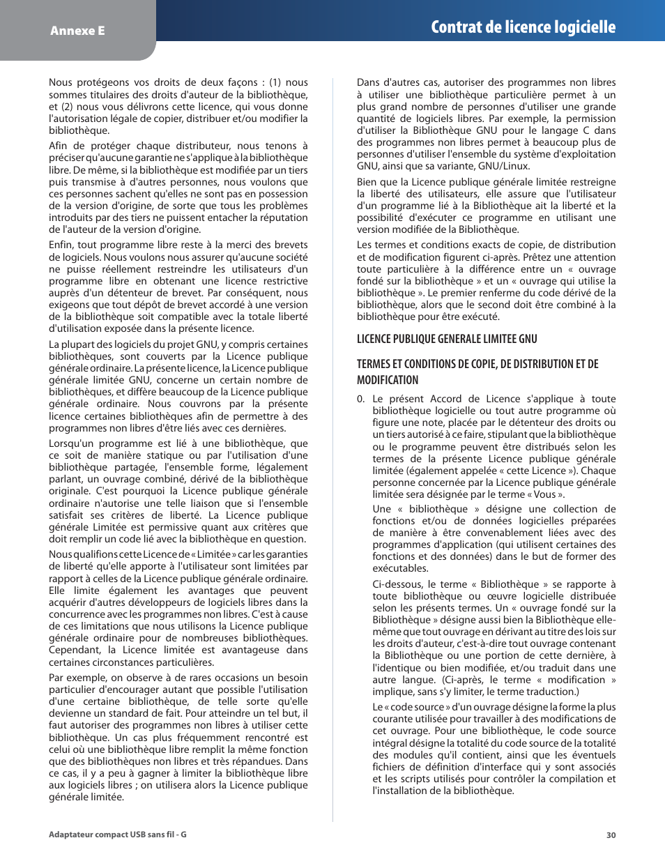 Contrat de licence logicielle | Linksys WUSB54GC User Manual | Page 175 / 324