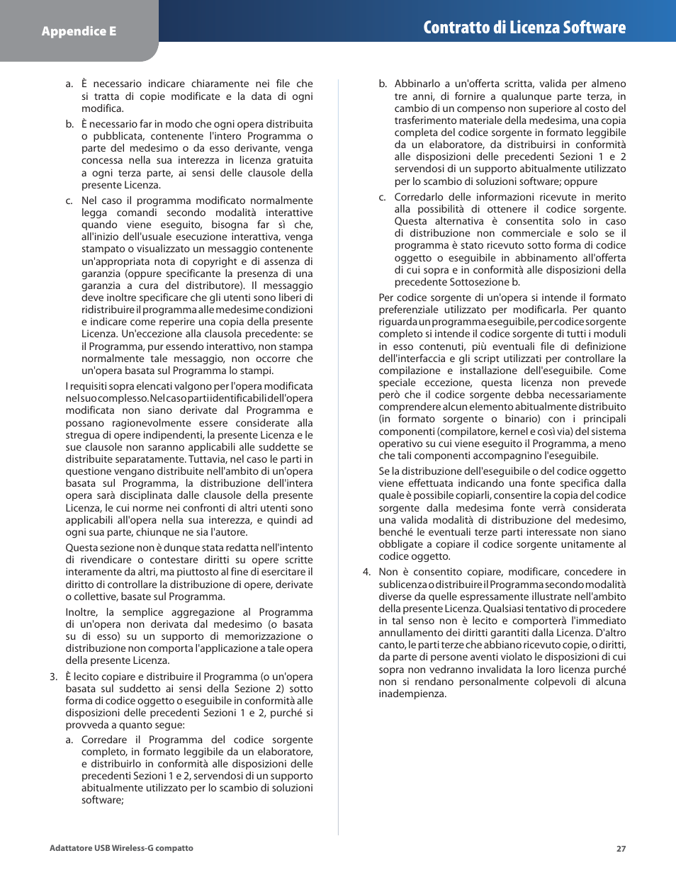 Contratto di licenza software | Linksys WUSB54GC User Manual | Page 208 / 324
